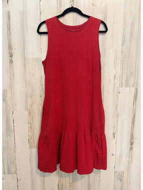Sonoma Goods for Life Red Sleeveless Cotton Dress Women’s Medium Ruffle Hem
